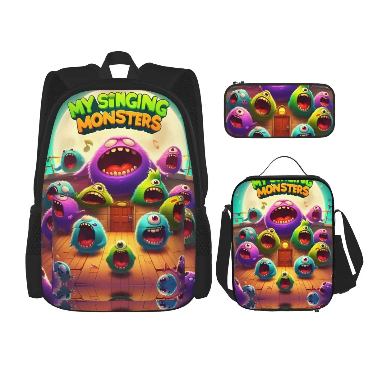 

Рюкзак My Singing Monsters 3pecs/set для студенческой музыкальной игры, рюкзак для колледжа, сумка для обеда, пенал