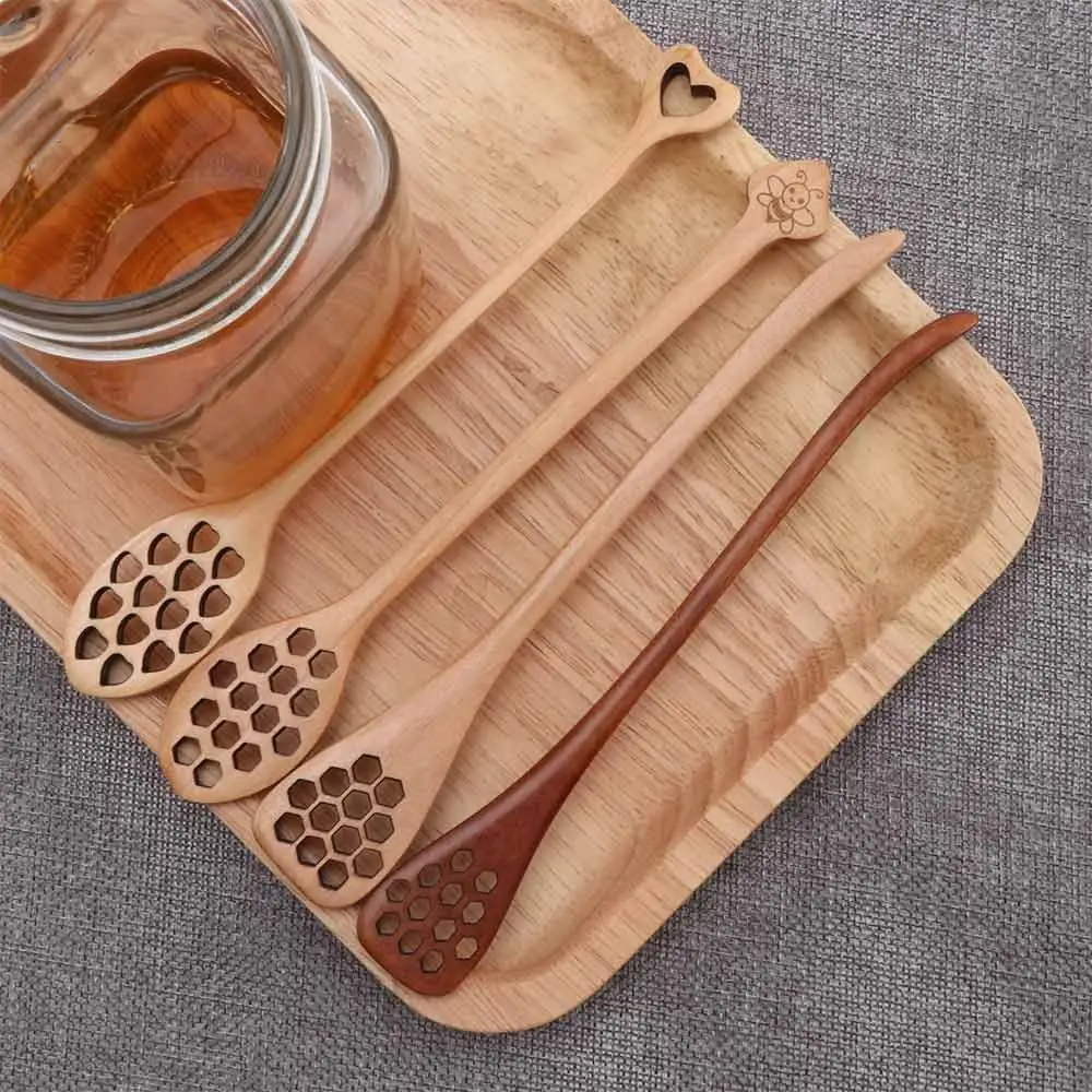 Baking Cooking Long Handle Drizzler Saver Handmade Mixing Stick Spoon Stirrer Honey Dipper