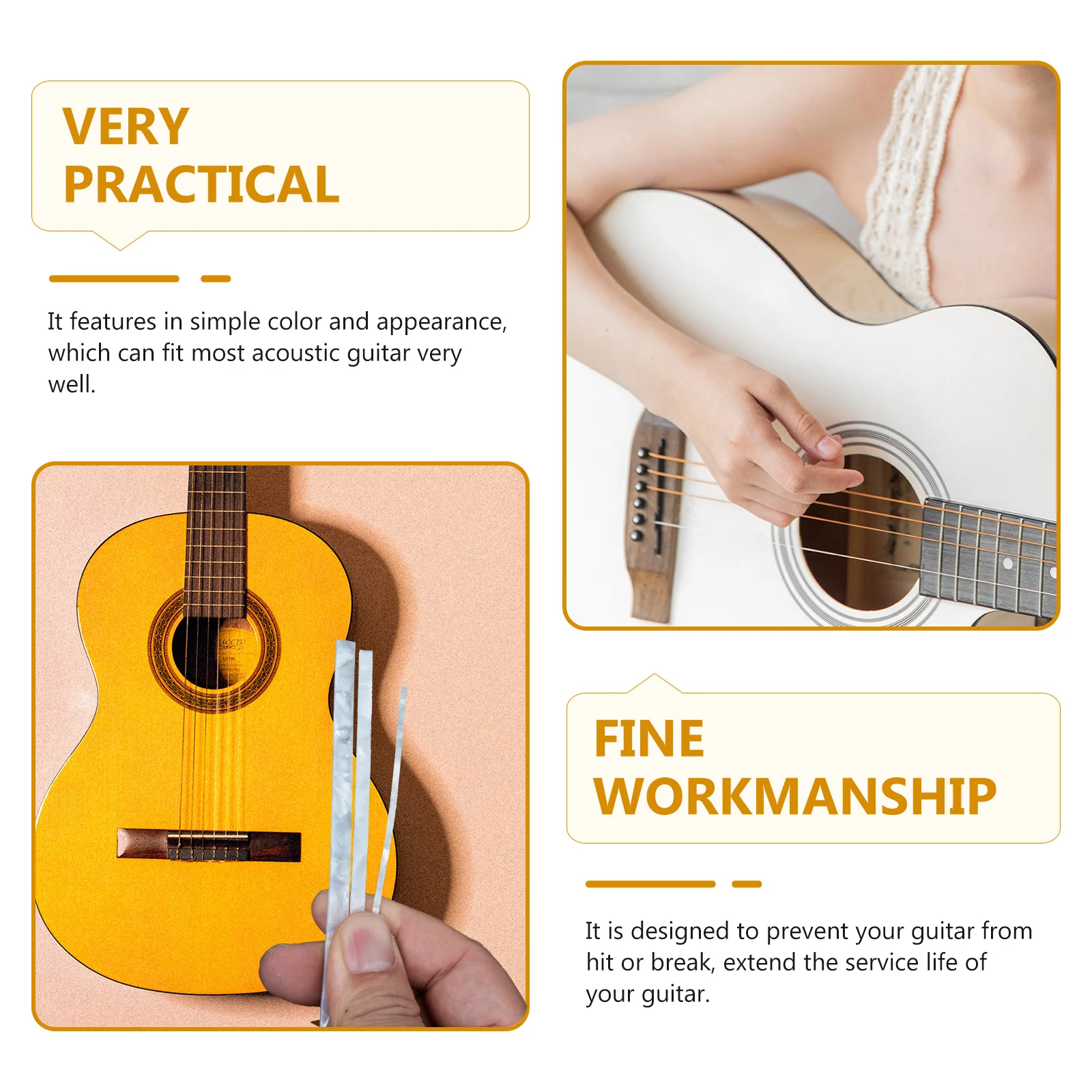 

3pcs Guitar Binding Purfling Strip Plastic Edging Accessories Durable Decor Fingertip Protector Acoustic Guitar Parts