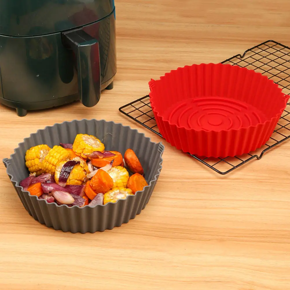 Non-Stick Air Fryer Silicone Pot Double Handle Reusable Baking Pan Easy Clean Mat Kitchen Accessory - view 5