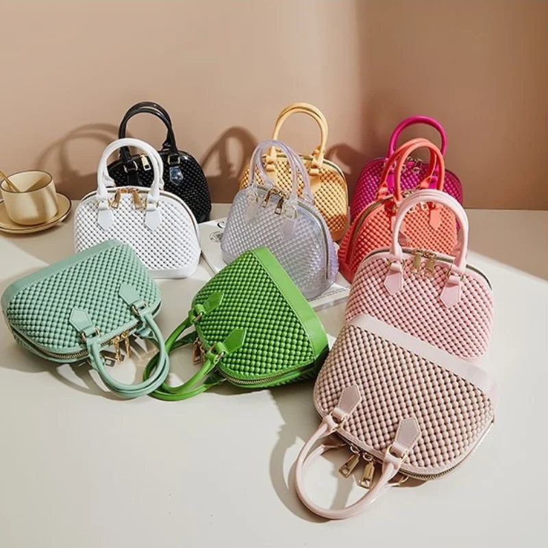 New Fashion Chain PVC Mini Jelly Shoulder Crossbody Bags Casual Top Handle Bags for Seaside Beach Women\'s Handbags Trend 2024