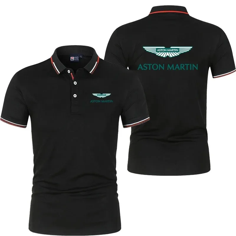 Camiseta Masculina de Verão com Manga Curta, Logo Aston Martin Racing, Estilo Novo 2026, Camiseta Esportiva Fashion