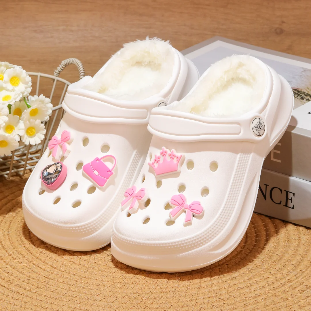 Kinder-Clogs und -Mules mit Fellfutter, leichte Garten-Schuhe mit Baumwollfutter, warme Hausschuhe für Jungen, Mädchen und Kleinkinder, 168. – Detail 5