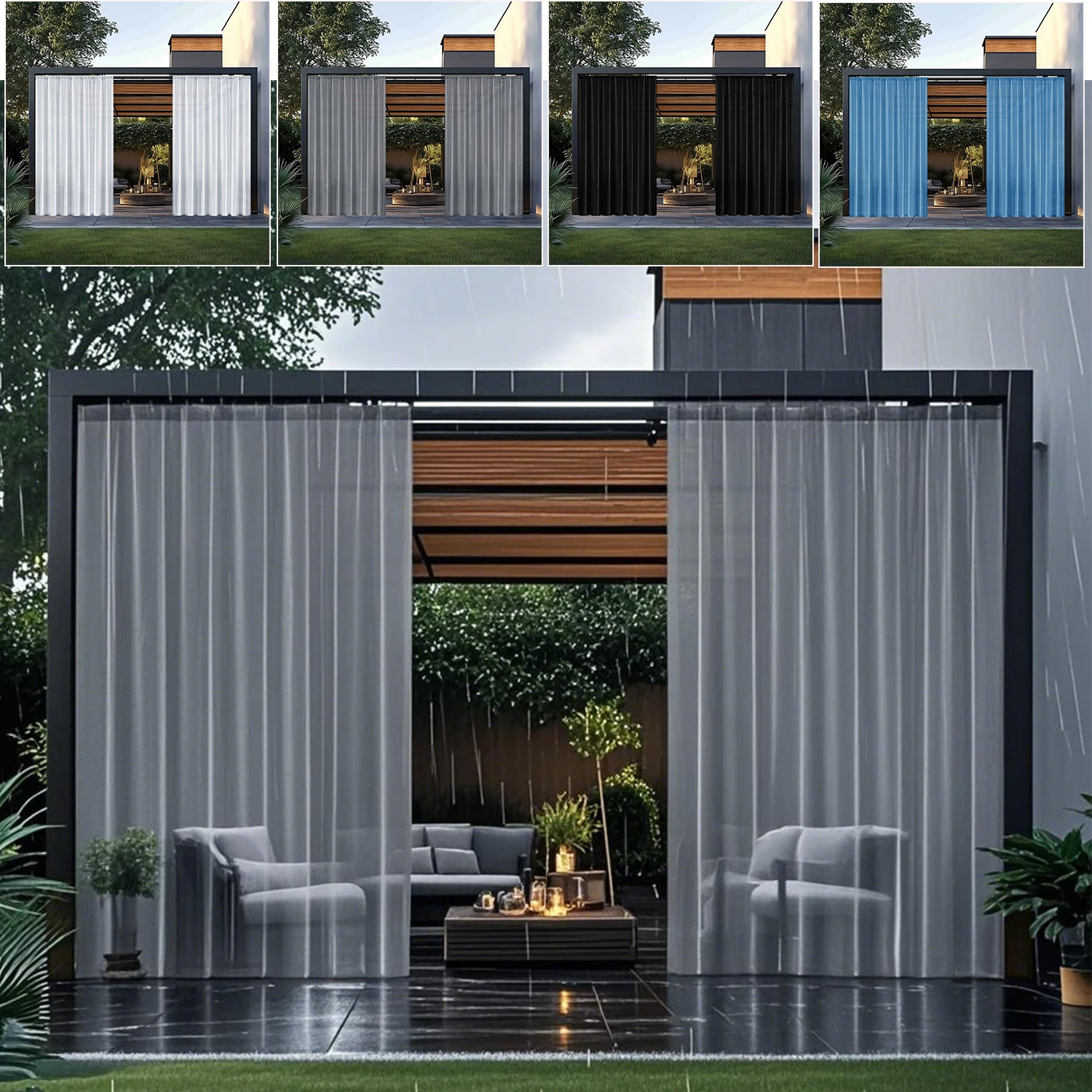 

2 Panels Outdoor Patio Curtain-Blackout Privacy Drape for Porch,Pergola & Pavilion,Sunlight Blocking,Privacy Curtains ForOutside