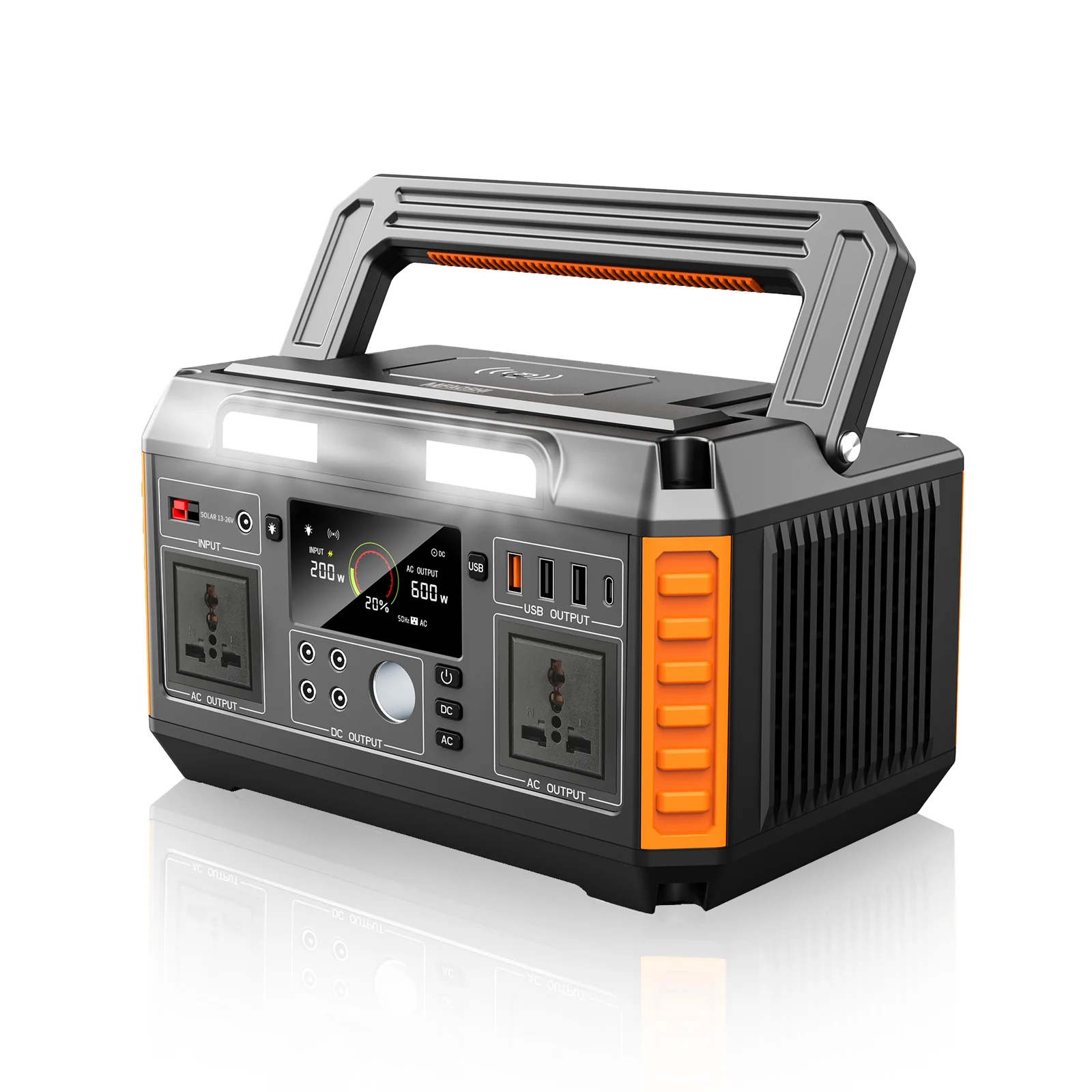 

MFAOSHI 600W 520Wh Portable Power Station, with Flashlight and 10-Port Outlet for CPAP Home Outdoor Trip Emergency Backup