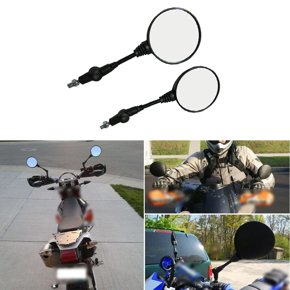 

2 Pcs Black Universal Round Motorcycle Rear View Side Mirrors Adjustable Motorcycle for Honda Yamaha Duiker Kawasaki Tibetan