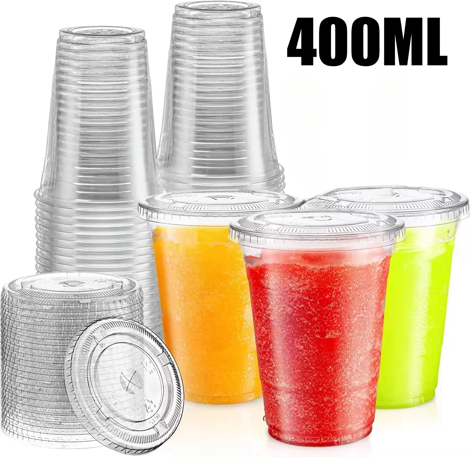 400ml 100% Biologisch Afbreekbaar Recyclebaar Transparant Wegwerpdrank Plastic Pla Melk Thee Koffie Vloeibare Beker met Stro