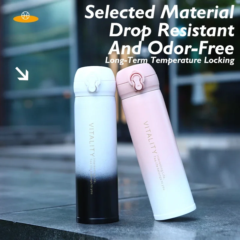 350/450ml Gradient Portable Thermal Insulation Vacuum  Tumbler Cup Whit  Bouncing Cover For Outdoor Sport Travel Water Bottle