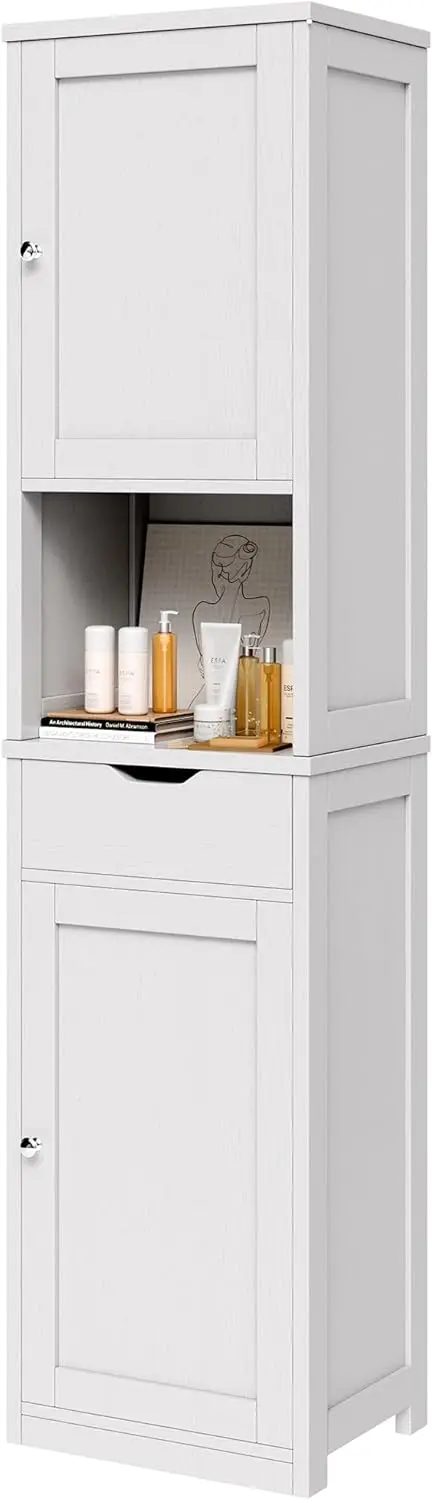 

Vongrasig 64" Tall Narrow Storage Cabinet, Adjustable Shelves Freestanding for Small Spaces in Bathroom or Kitchen, White