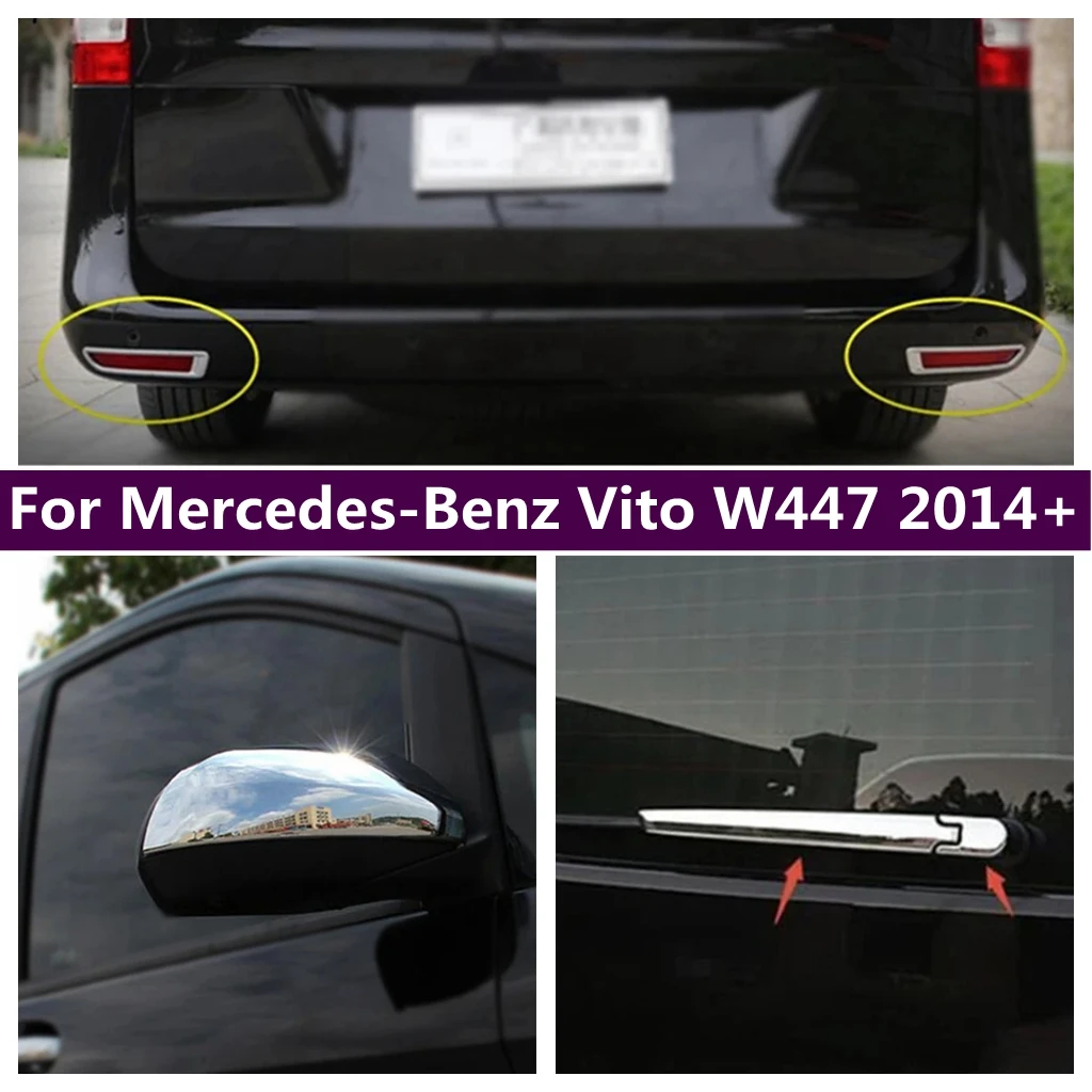 

ABS Chrome Rearview Mirror Rear Window Wiper Fog Light Lamp Cover Trim For Mercedes-Benz Vito W447 2014 - 2021 Car Accessories