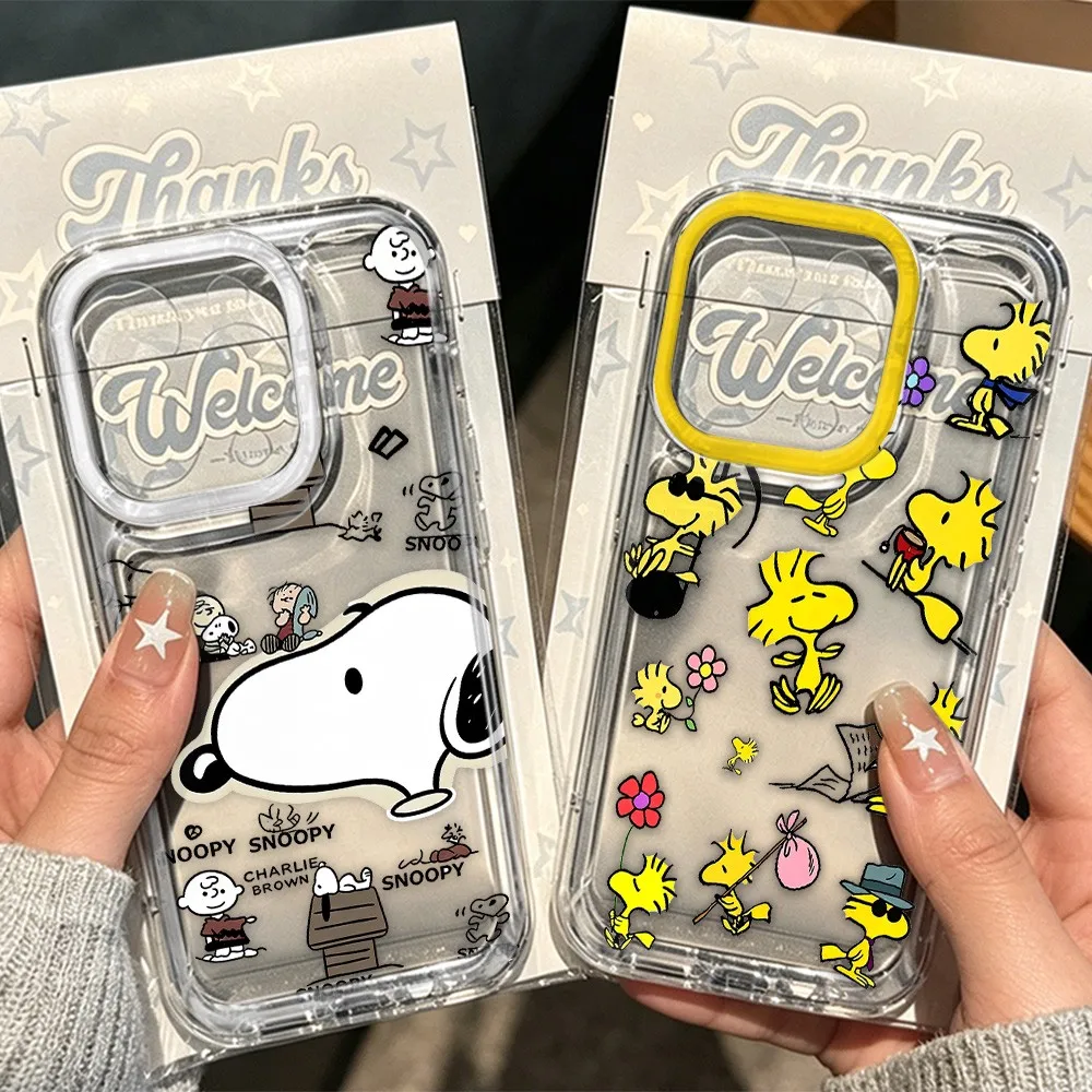 Kawaii Snoopy Cartoon Phone Case For Samsung Galaxy S26 S25 S24 S23 FE Note20 Edge Plus Ultra Lite 5G Clear Cover