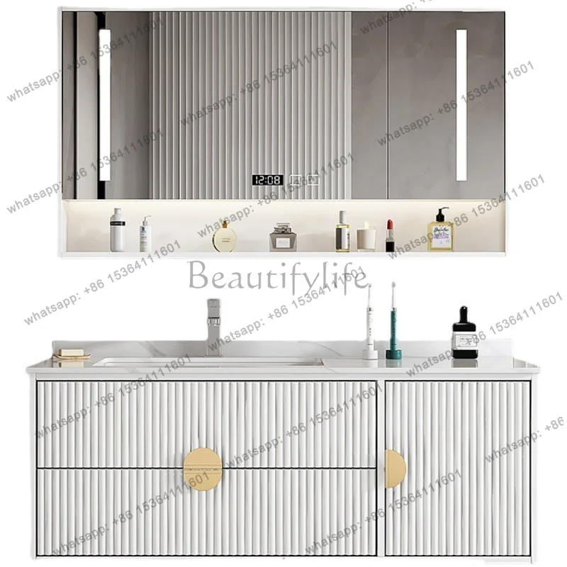 LDIntelligent Bathroom Cabinets Slate Ceramic Drawer Mirror Integrated Basin Washbasin Bathroom Cabinet Gabinete Toilet