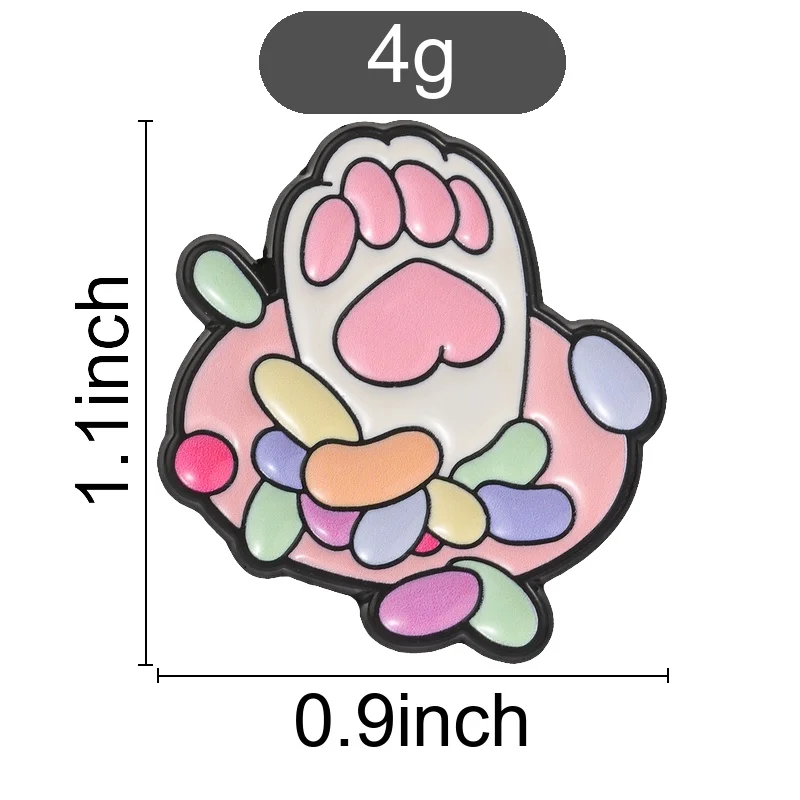 Cute Pink Cat Paw and Gummy Candy Enamel Pin Kawaii Pastel Style for Cat Lovers Backpack Jacket Daily Wear