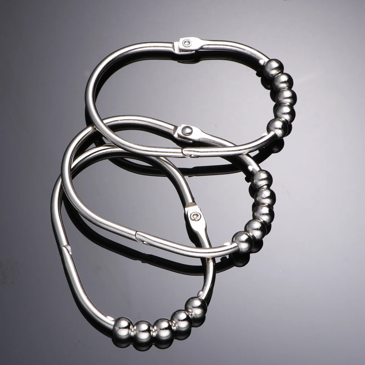 

12Pcs Shower Curtain Rings Heavy Duty Stainless Steel 5-Roller Ball Design Quiet Glide Anti-Rust Bathroom Hardware Bright Nickel