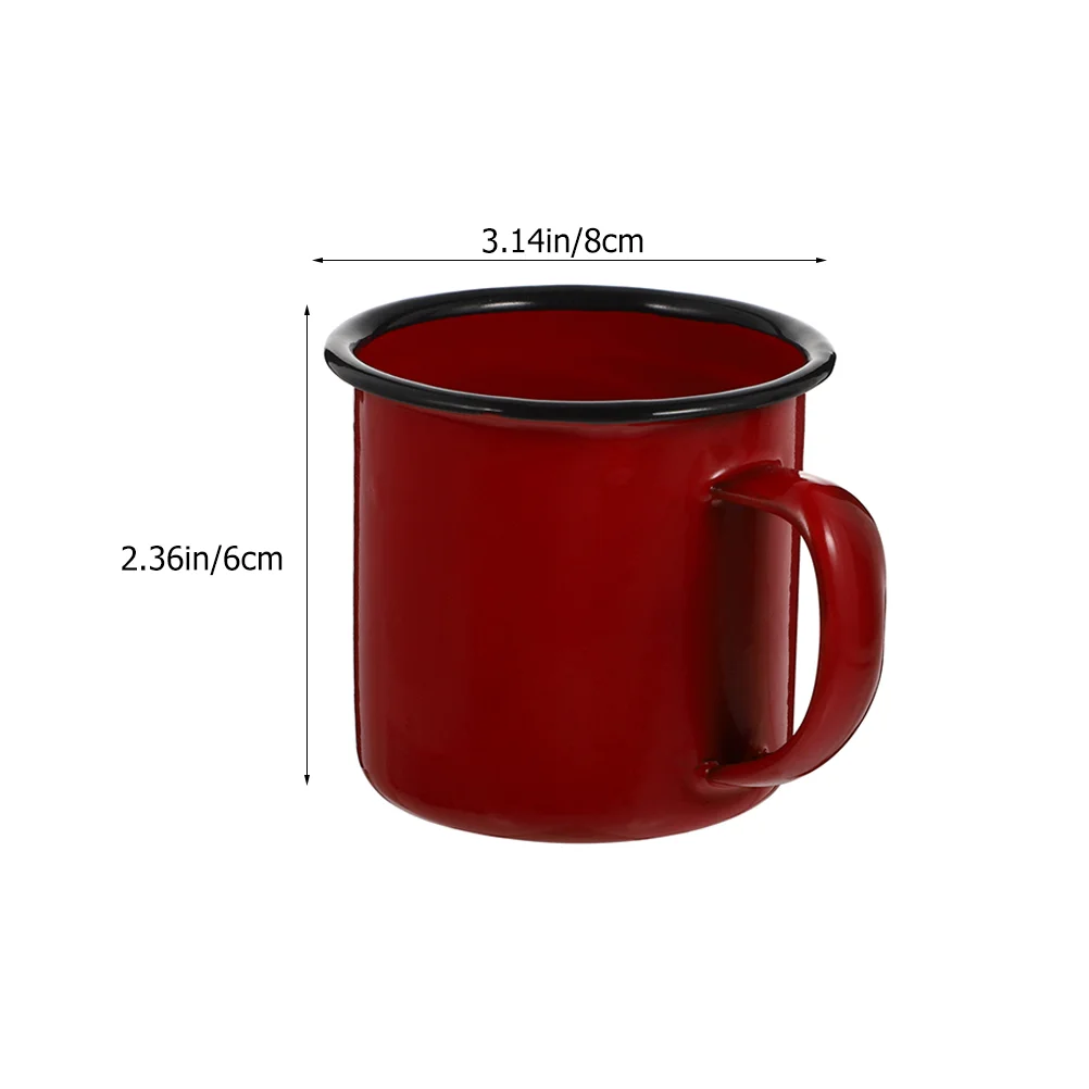 2 Pcs White Enamel Coffee Mug Vintage Style Retro Drinking Cup Large Capacity Stable Structure Home Bar Camping Water