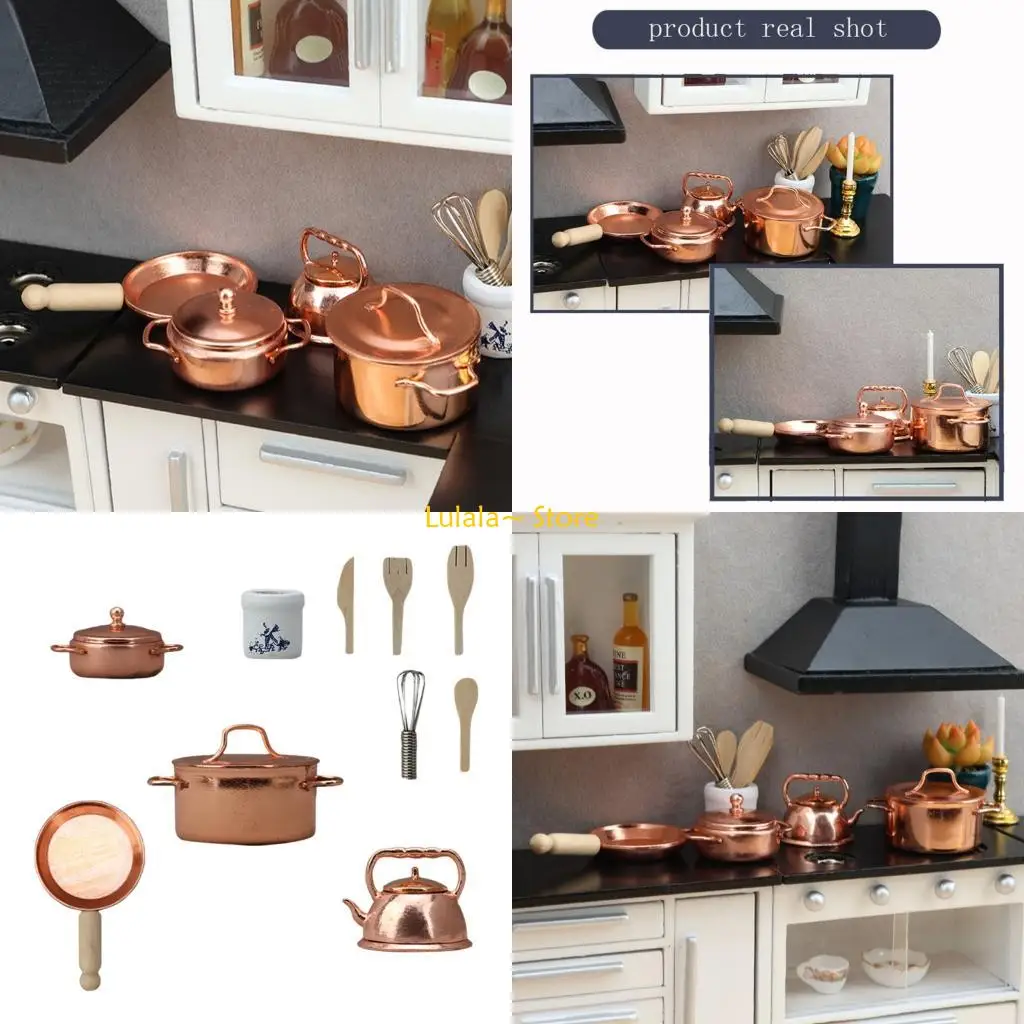 

Y4QA Strong 1/12 Модель кухонной утвари Металлическая сковорода и набор посуды