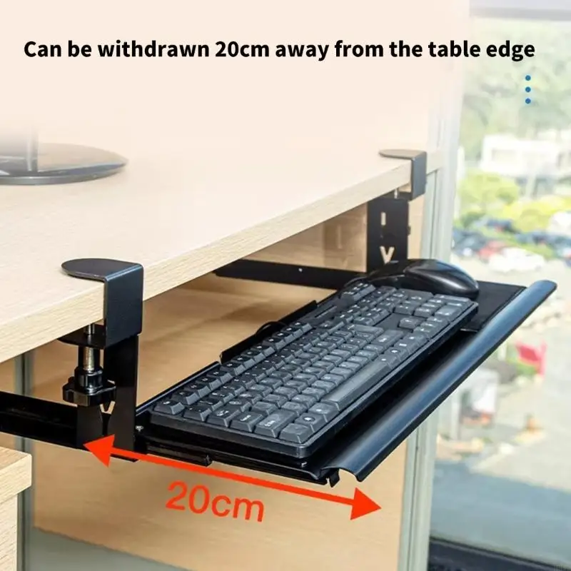 Not Drill Keyboard Mount Under Desk With Smooth Sliding And Ergonomic Wrist Rest Support H8WD