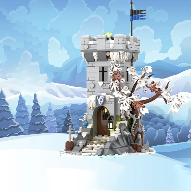 701 Uds. MOC reloj temático de invierno Castillo de la torre modelo negro juguete bloques de construcción construcción montar DIY regalos de navidad Idea niños