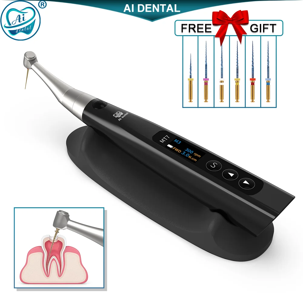 Dental Wireless 16:1 Endo Motor Endodontics Contra Angle Handpiece Professional Dentistry Instrument OLED Screen AI-Endo-MT7