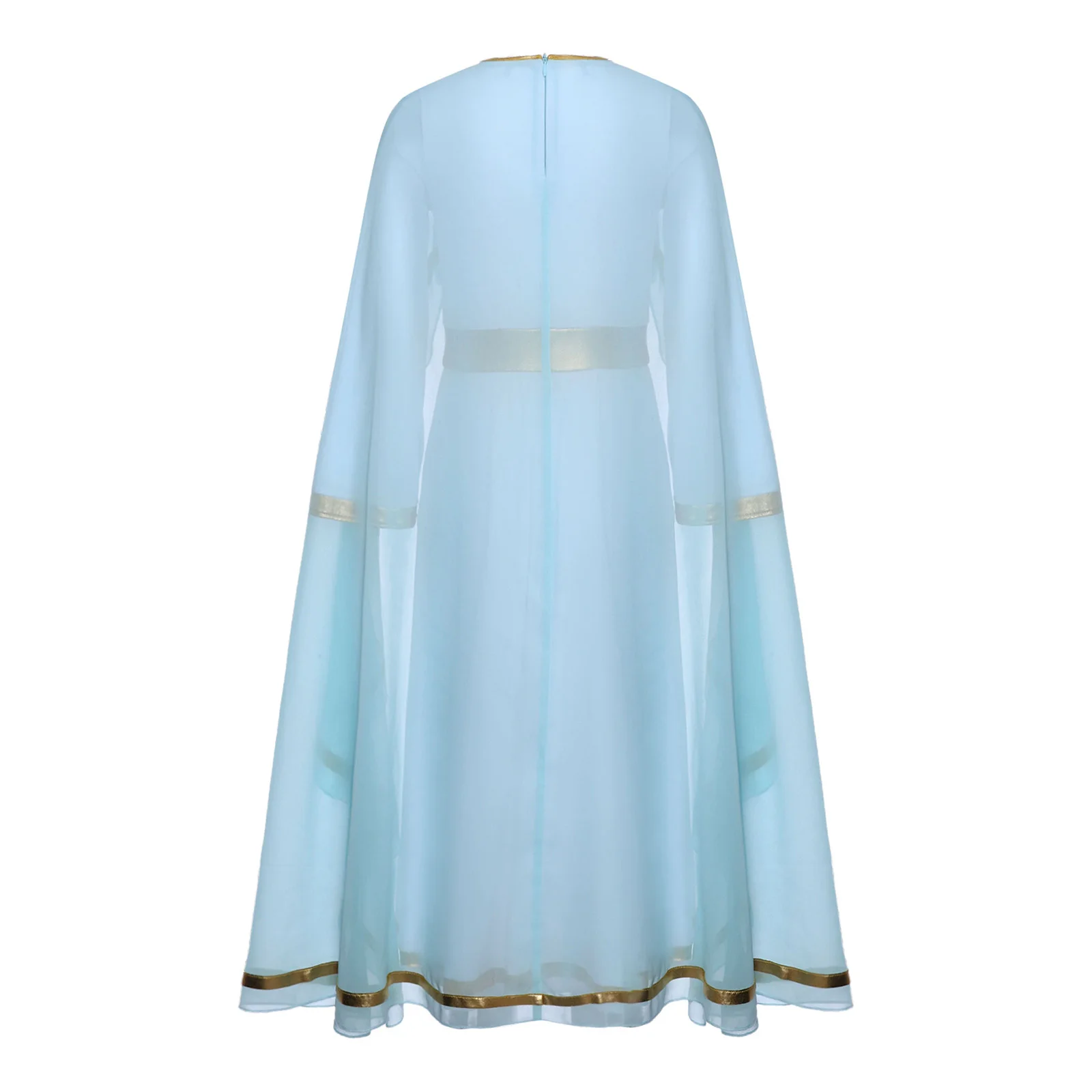 زي مريم العذراء للهالوين للأطفال البنات، فستان مكشكش بأكمام طويلة مع حفلة على شكل رأس شيفون