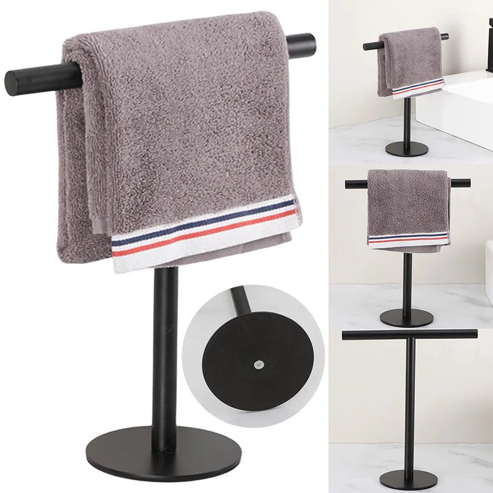 Stainless Steel Towel Rack Free Standing Bath Towel Bar Stand with Heavy Base for Bathroom Kitchen Vanity Countertop