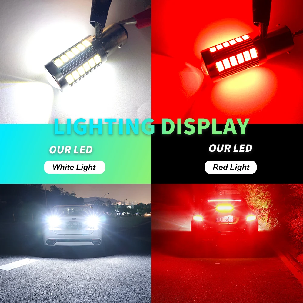 Bombilla LED para intermitente de coche, lámpara para señal de giro, 2 piezas, P21W, 1156, BA15S, PY21W, BAU15S, 1157, BAY15D, P21/5W, 33SMD, 7440,