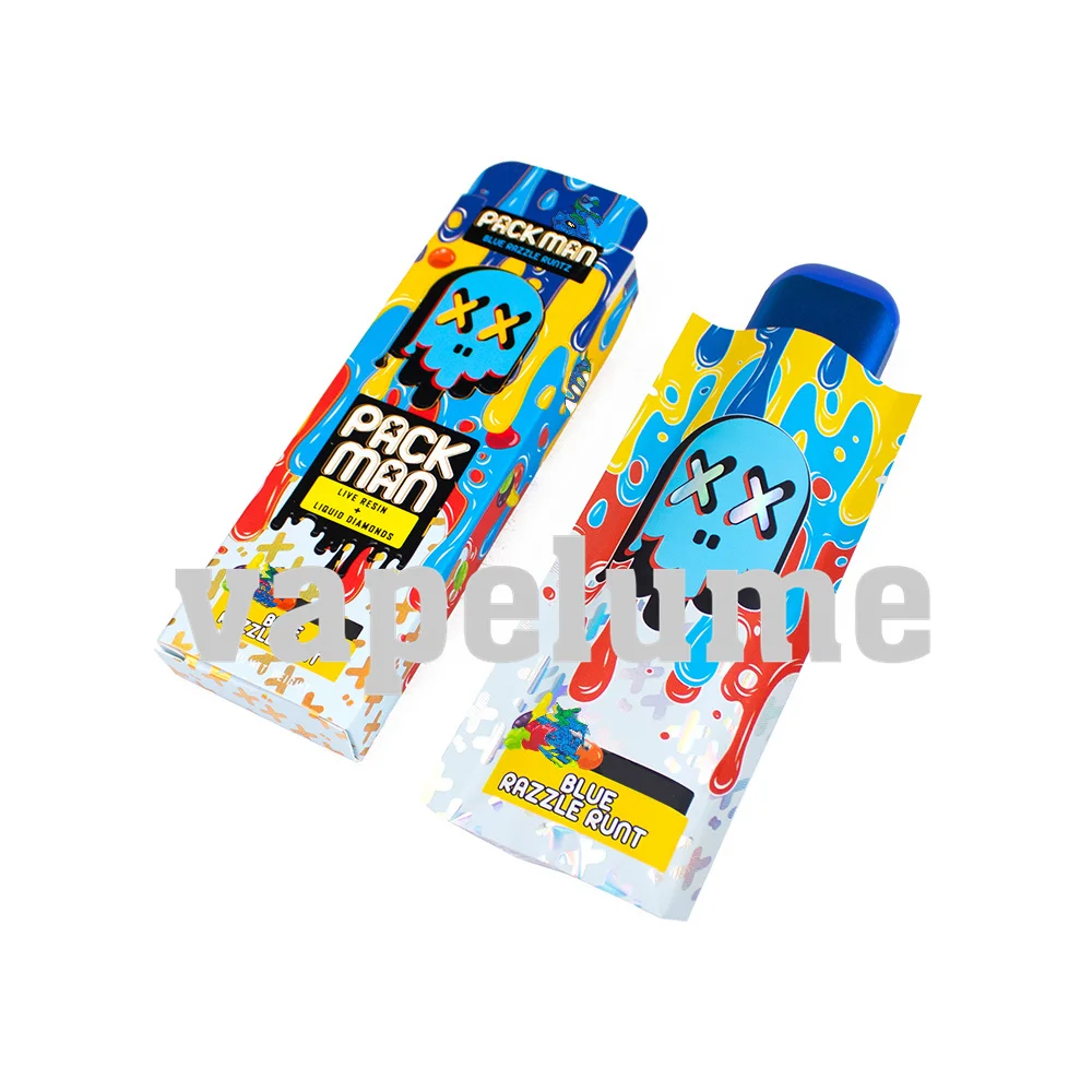 Packman Empty Disposable Vape Pen 1ml Electric Cigarettes No Liquid Machine Alumnium Foil Paper Packaging 2ml LCD Display Screen