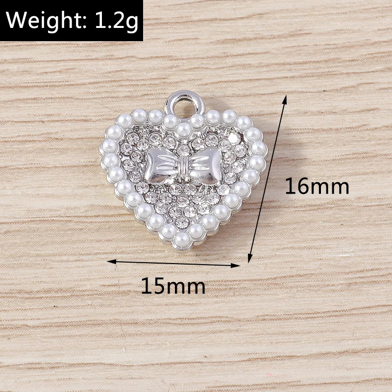 4pcs 15x16mm Cute Crystal Love Heart Charms Pendants for Jewelry Making Drop Earrings Necklaces Bracelets DIY Crafts Accessories