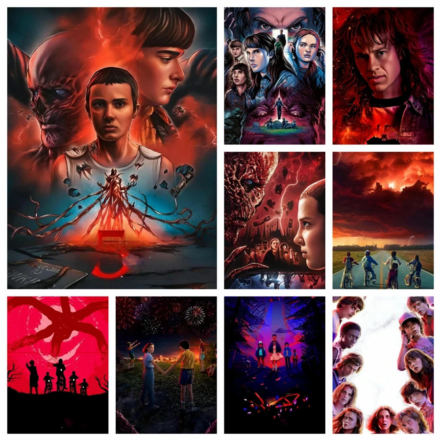 Kit de pintura de diamantes S_Stranger_T_Things_s 5D DIY, bordado de diamantes, punto de cruz, arte Hecho A Mano, manualidades, regalo de decoración del hogar