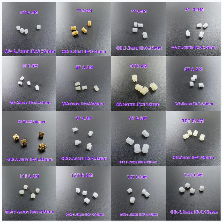 4pcs Small Motor Gears 6T 7T 8T 9T 10T 11T 12T Teeth For 0.8MM 1mm Shaft R/C Helicopter Mini Quadcopter Accessories Spare Parts