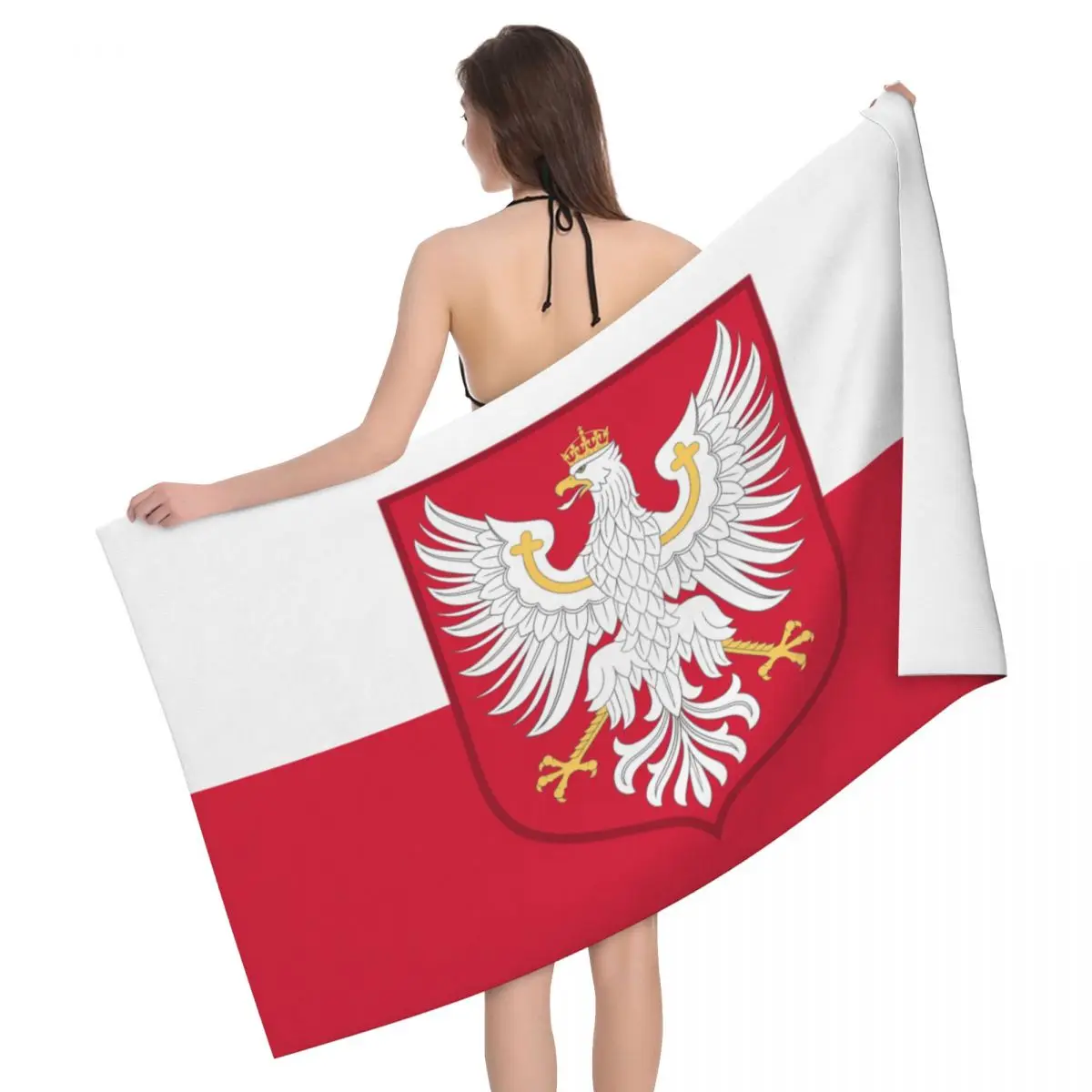 

Kingdom Of Poland Flag Breathable Microfiber Beach Bath Towel Quick Dry Bathroom Yoga Towels