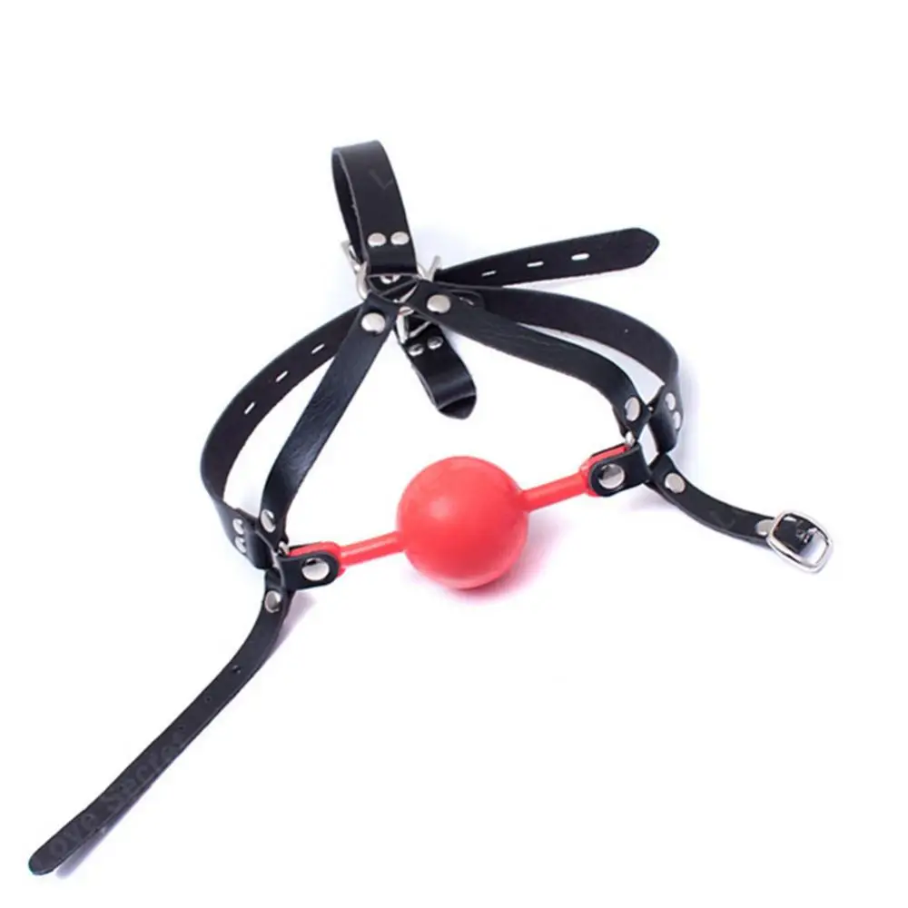 48mm Big Ball Gag Faux Leather Head Harness  Opened Mouth Adult Sex Toys