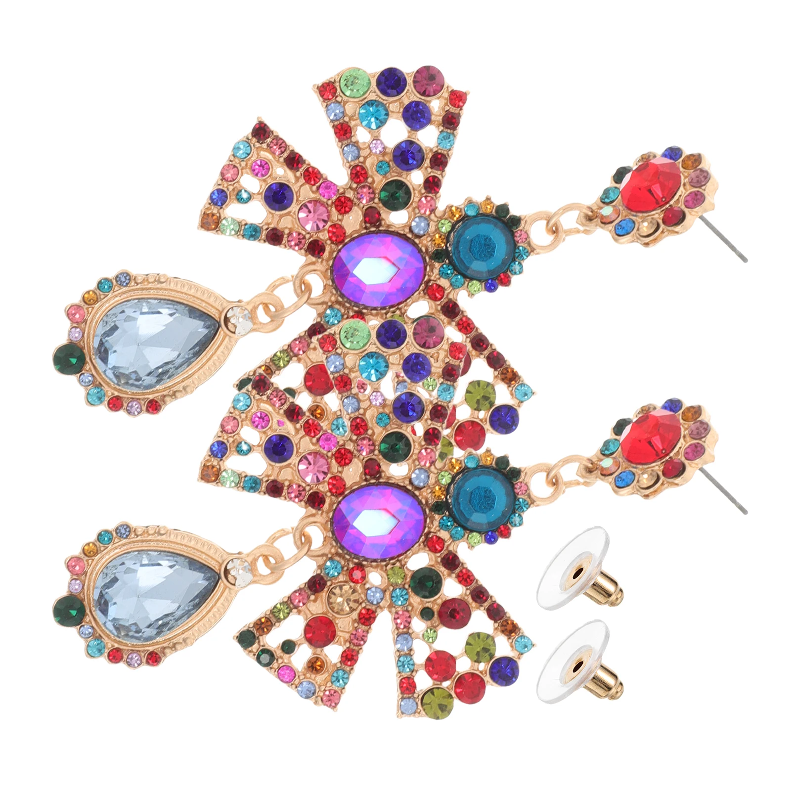 

Colorful Bow Earrings Cute Chic Glittering Jewelry Dazzling Glass Retro Sweet Crystal Dangle Chandelier Elegant