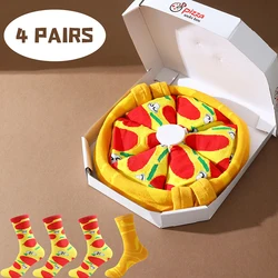 Quattro doppi modelli di pizza a colori uomini e donne che regalano calzini regalo per gli amici nelle quattro stagioni dei modelli autunnali e invernali