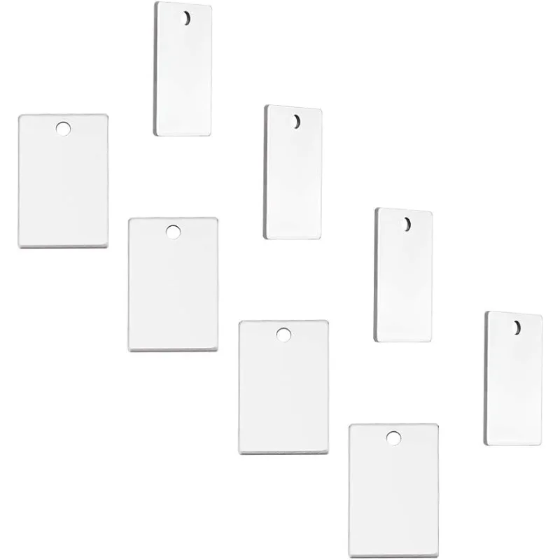 30pcs Rectangle Shape Stainless Steel Charms Stamping Blank Tag Pendants 30x20x1mm Blank Rectangle Dog Pet Tags for Pet Luggage