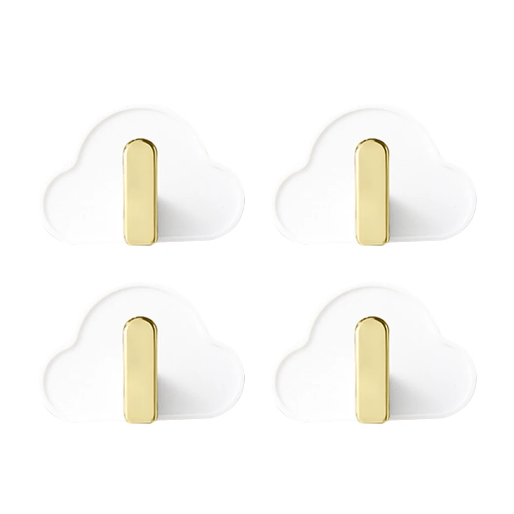 

4 pcs Punching Free Hooks Cloud Shape Wall Mount No Trace ABS Strong Adhesive Bath Kitchen Clothes Bag Hook Storage