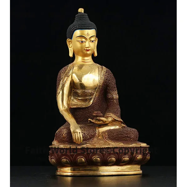 31CM large -Wholesale Buddha HOME Talisman efficacious Protection Tibetan Buddhism Gautama Buddha figure gilding copper statue