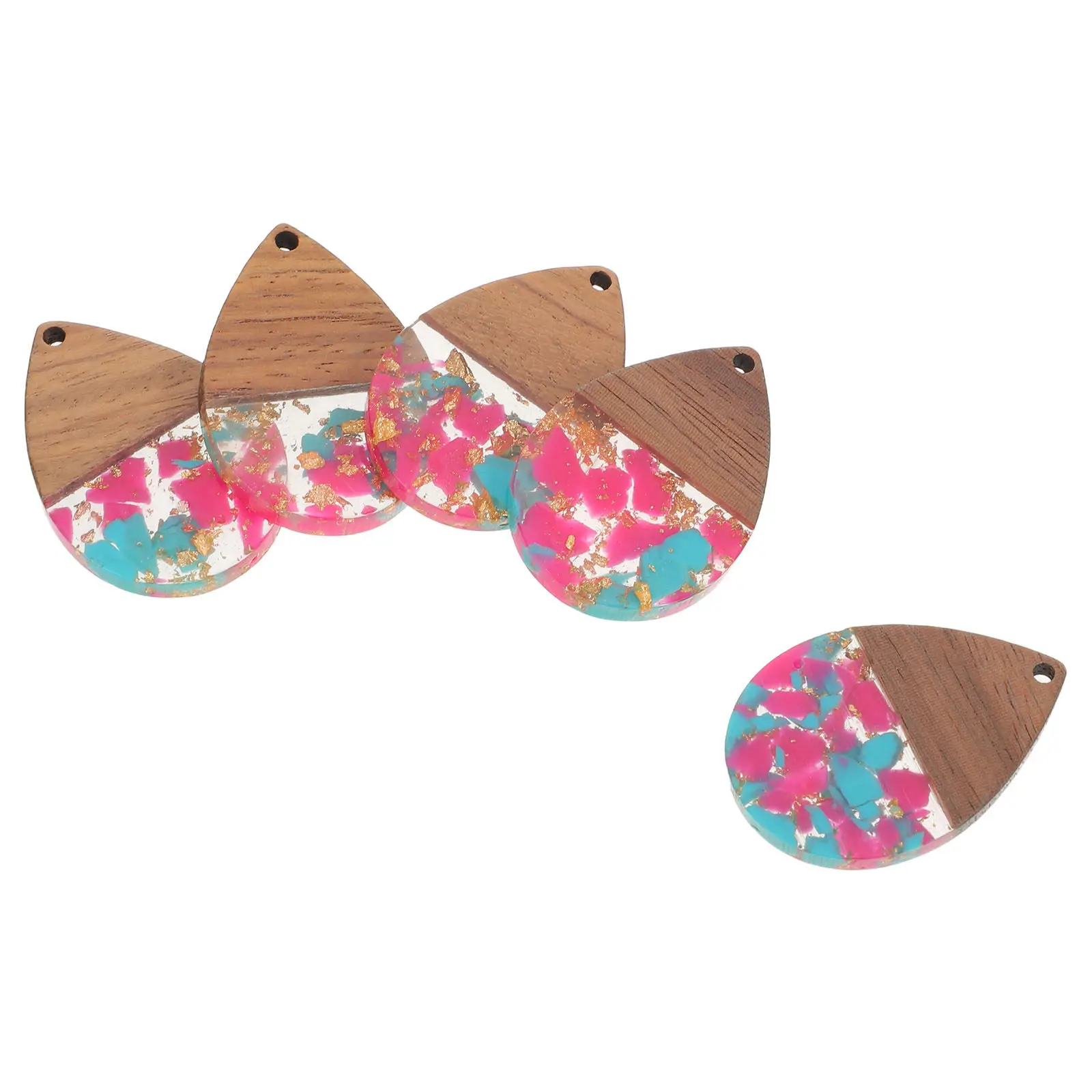 

5 шт. натуральных деревянных подвесок-капель с золотой фольгой для серег и украшений, легкие, для рукоделия