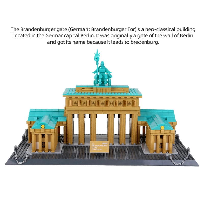 Architecture Street View Famous Landmark Brandenburg Gate Berlin Germany Building Blocks Model Bricks Toys Gift 6211