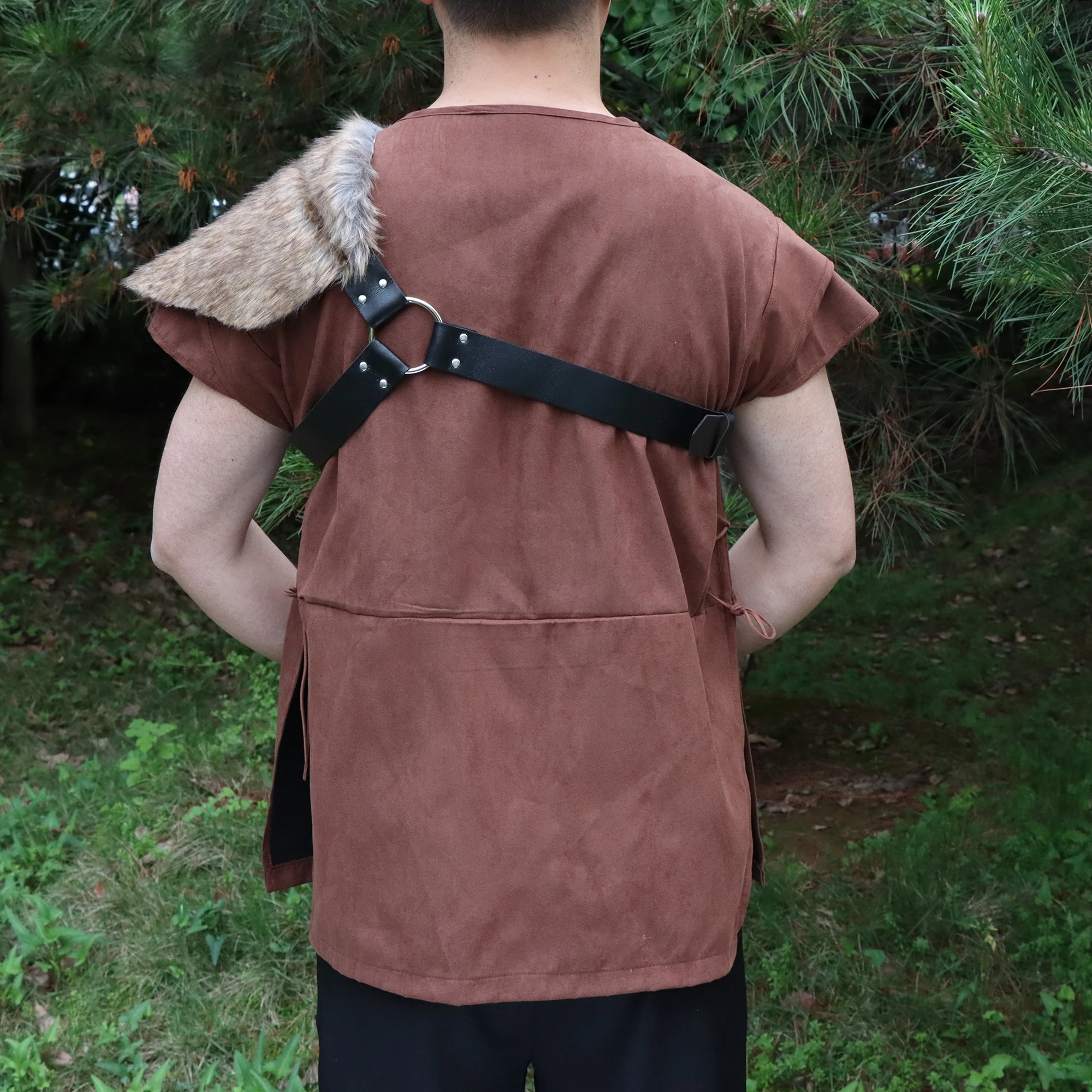 Medieval Viking Fake Fur One Shoulder Viking Fur Shoulder Wrap Men's Medieval Clothing LARP Accessories