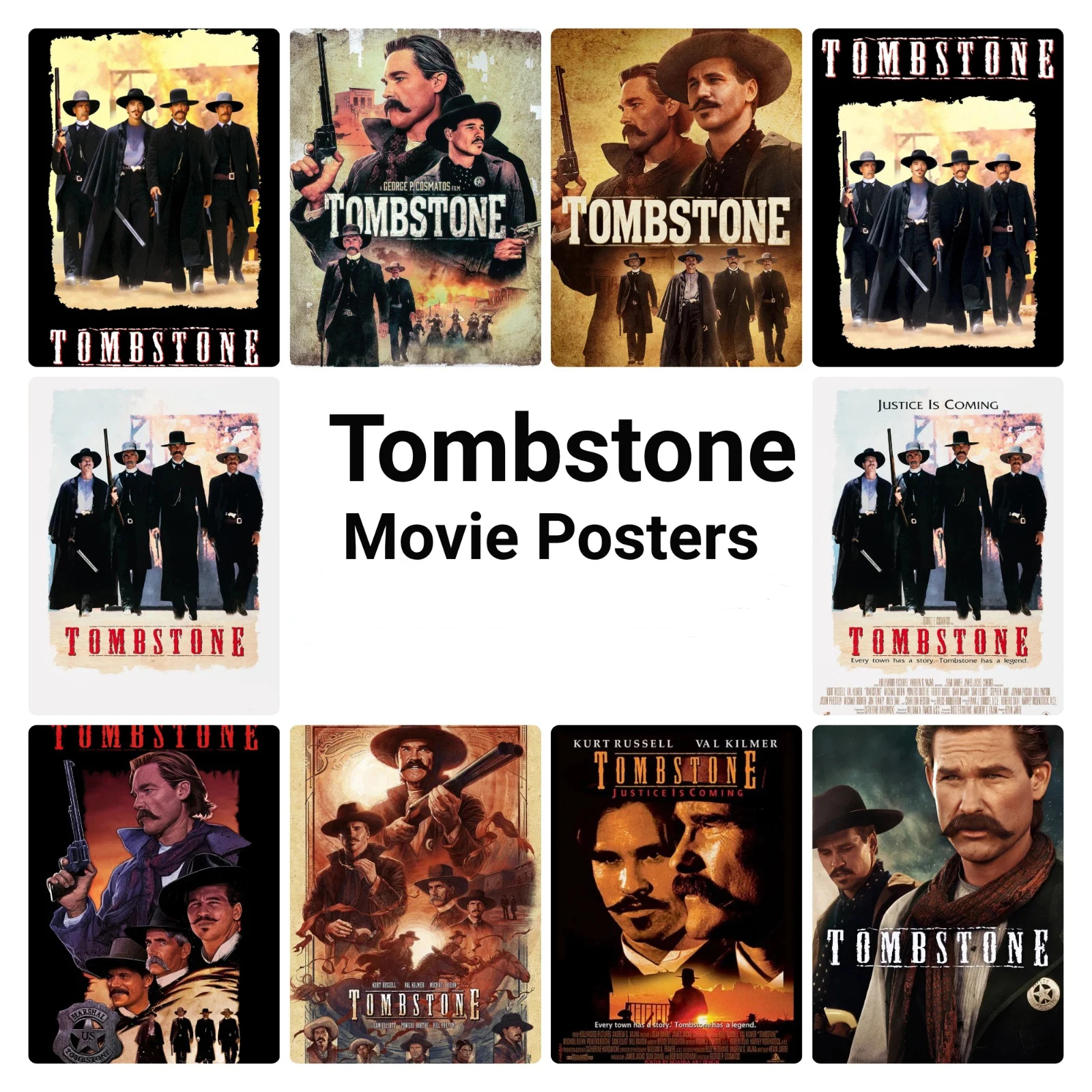 Tombstone (1993) Movie Print Art Canvas Poster, For Living Room Decor Home Wall Picture