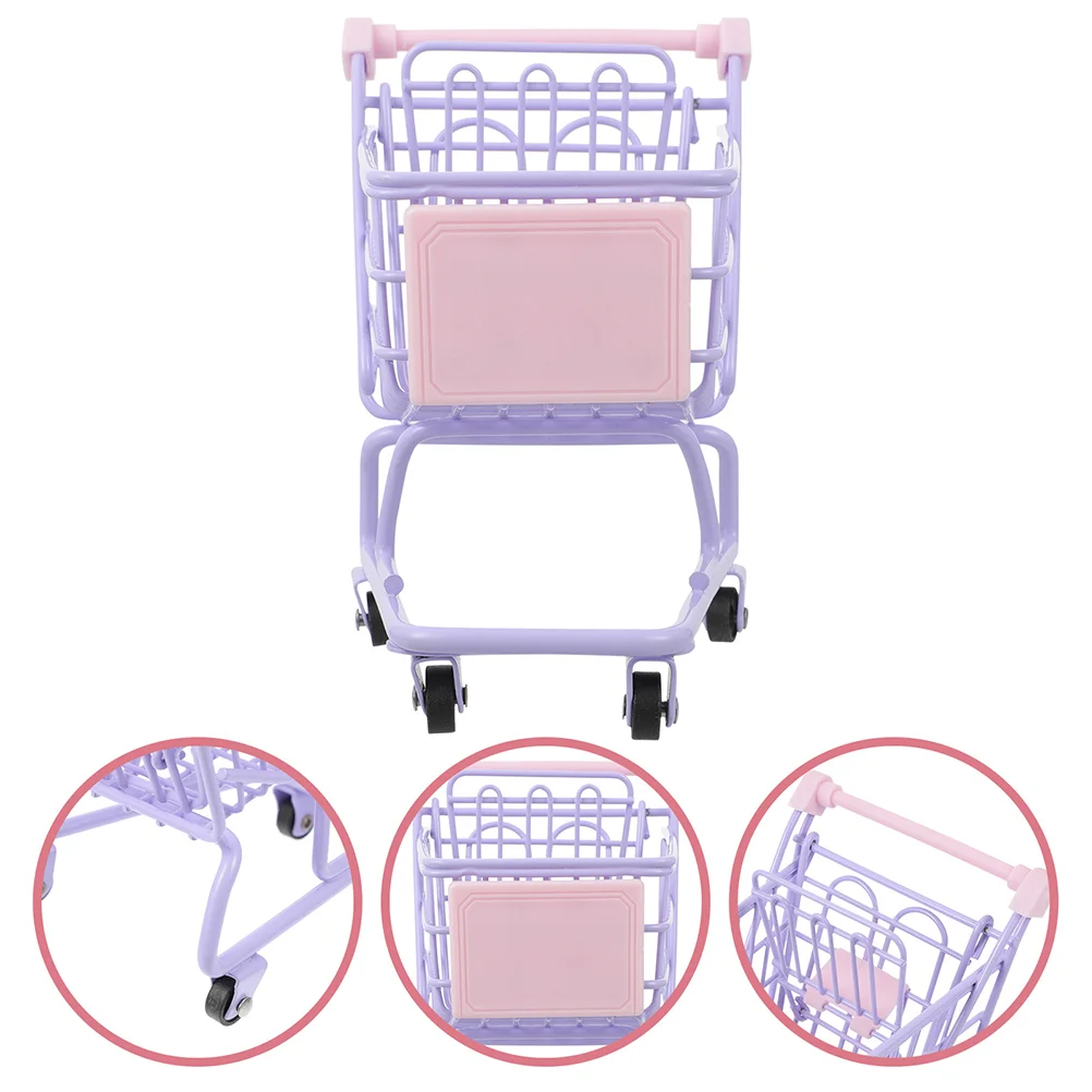 Small Shopping Cart Toddler Carts for Groceries Miniatures Iron Supermarket Storage Toy