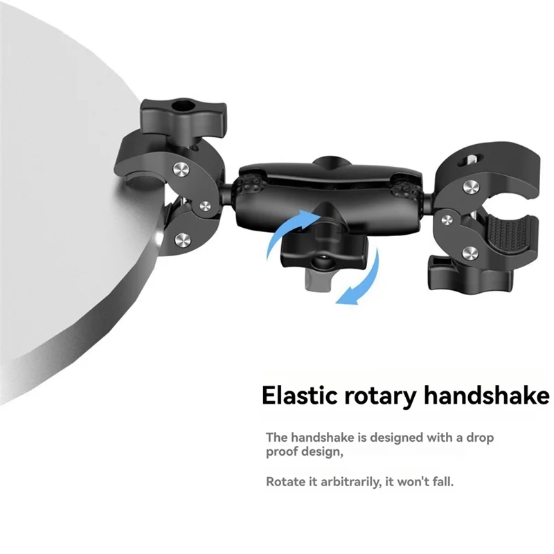 B37B-Motorcycle Bike Action Camera Mount Kit For Insta360 X4 Gopro Double Head Powerful Clamp Handlebar Bracket