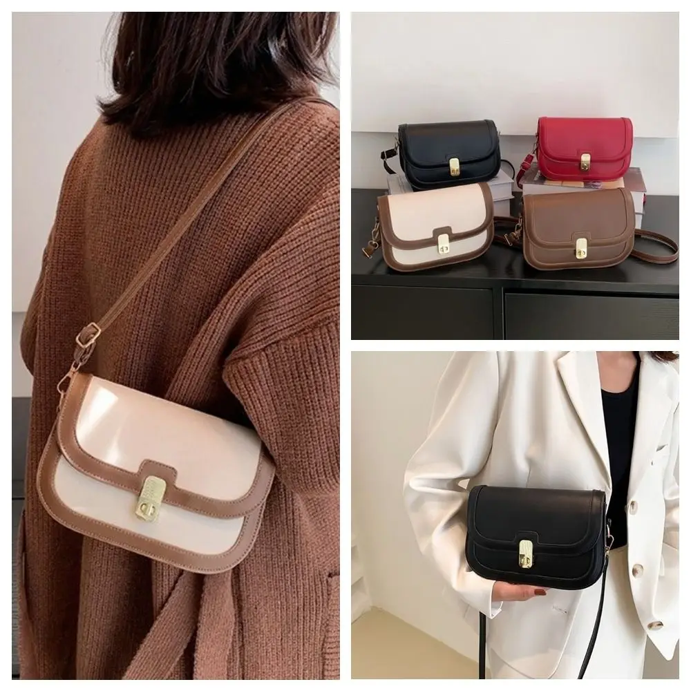 

Casual Texture PU Leather Shoulder Bag Korean Style Handheld Crossbody Bag Solid Color Square Women Underarm Bag Party