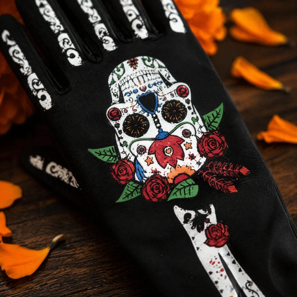 3D Skeleton Design Halloween Gloves Convex Unisex Design Halloween Cosplay Gloves Long Skeleton Gloves Festival Costume