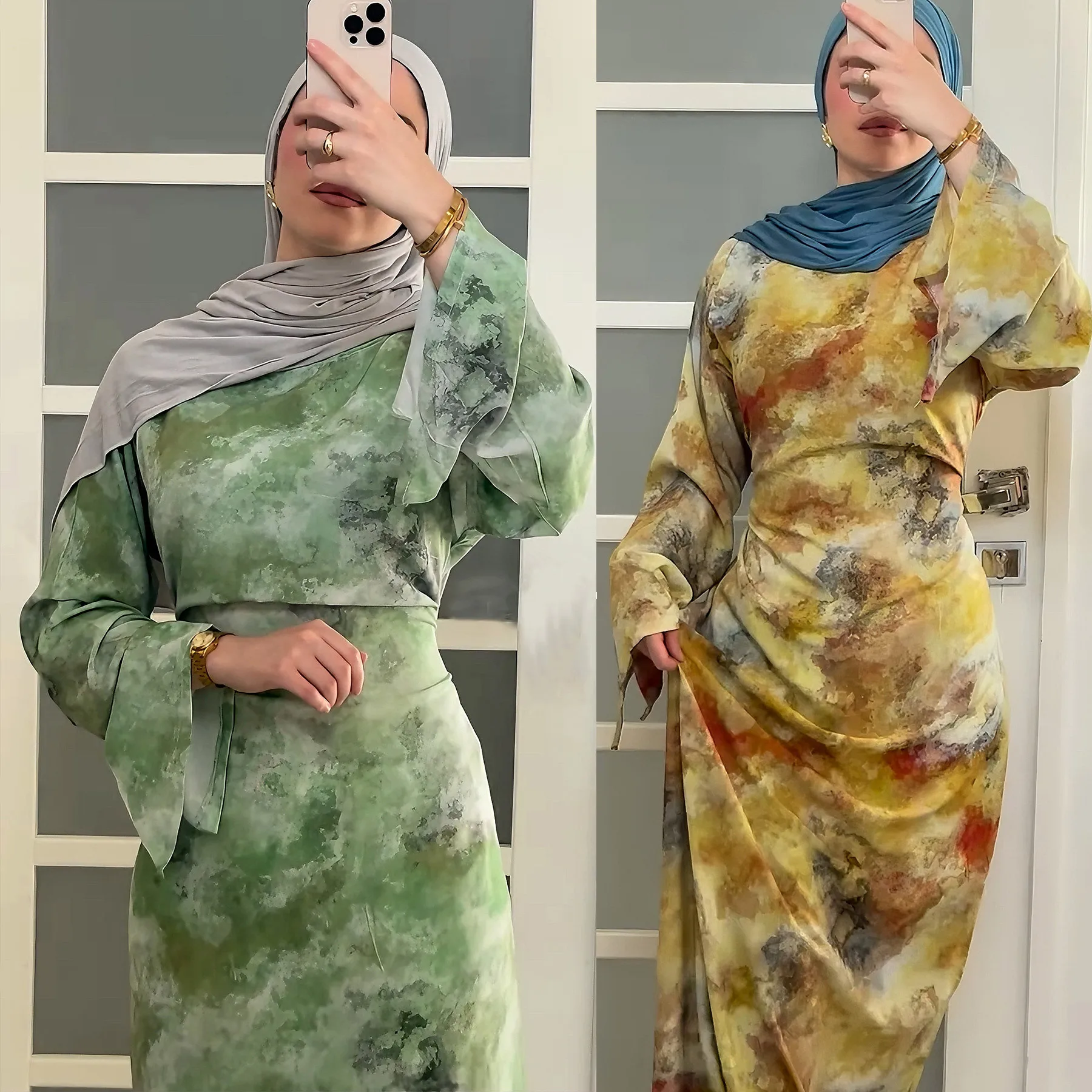 أحدث فساتين متواضعة على الموضة الإسلامية الأنيقة للنساء، عباية مغلقة مطبوعة، إكسسوارات الملابس الإسلامية التقليدية