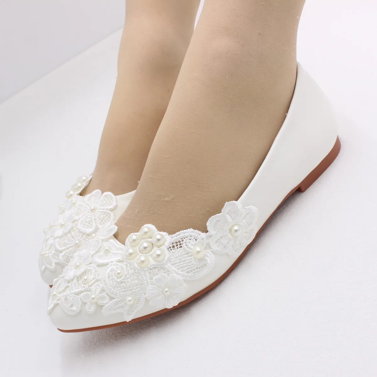 White flat big size comfortable wedding shoes simple handmade wedding shoes fashion bridesmaid shoes New