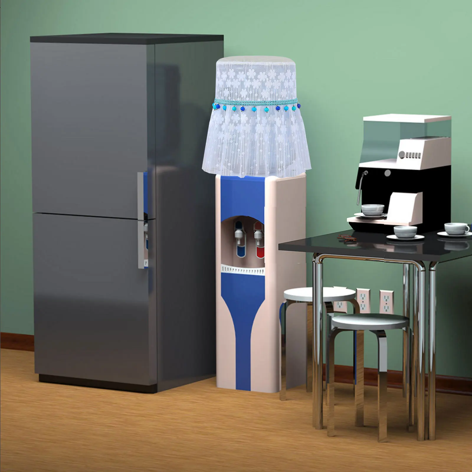 غطاء دلو موزع المياه بتصميم 5 جالون من الدانتيل، واقي مقاوم للغبار قابل لإعادة الاستخدام لغرفة المعيشة والمكتب، غلاف آلي أنيق #2