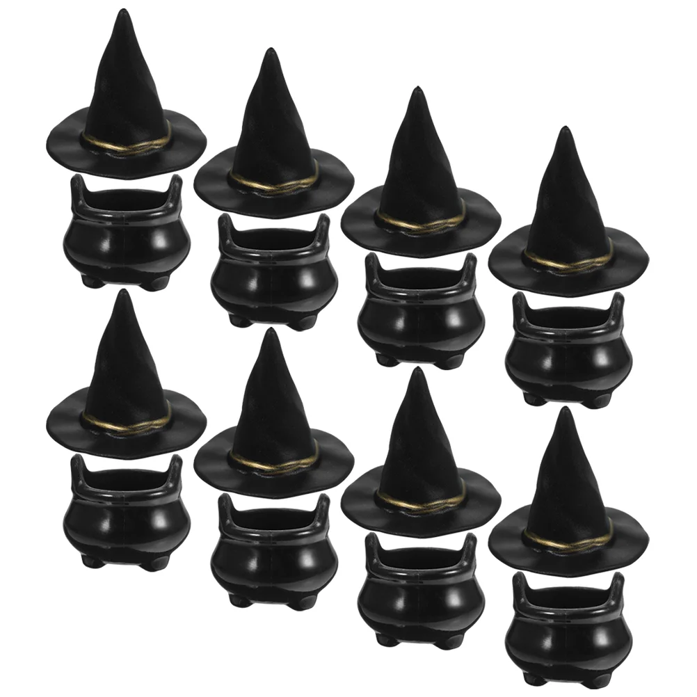 10/24Pcs Miniature Witch Cauldron Mini Cauldron Model Halloween Mini Kettles Witch Boiler Can DIY Ghost Festival Little Toy