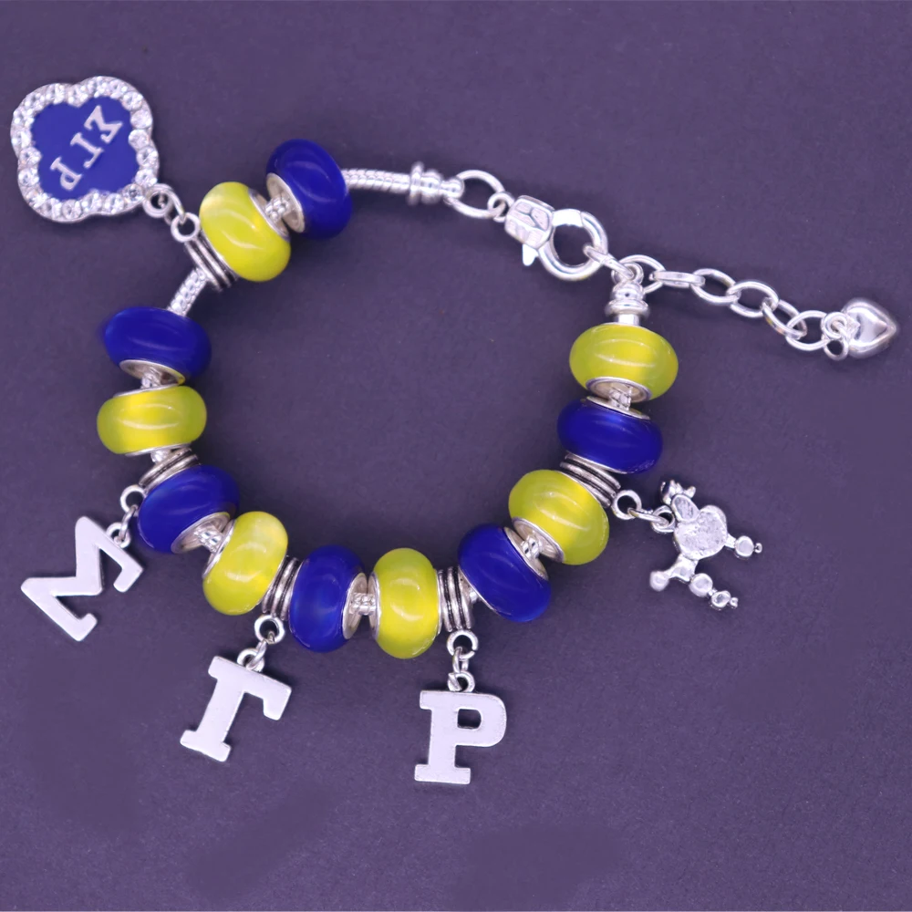 Big Hole European Beads Snake Chain Adjust Greek Soror Letters Lady Service ZETA PHI BETA SIGMA THETA OES Delta Bracelets